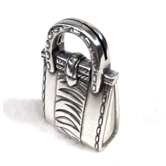 Silver Brighton Purse Bag Shaped Picture Place Business Card Holder Paperweight - Picture 3 of 8